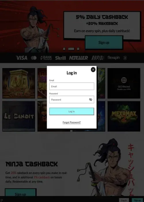 Inloggen bij Manga Casino image 2